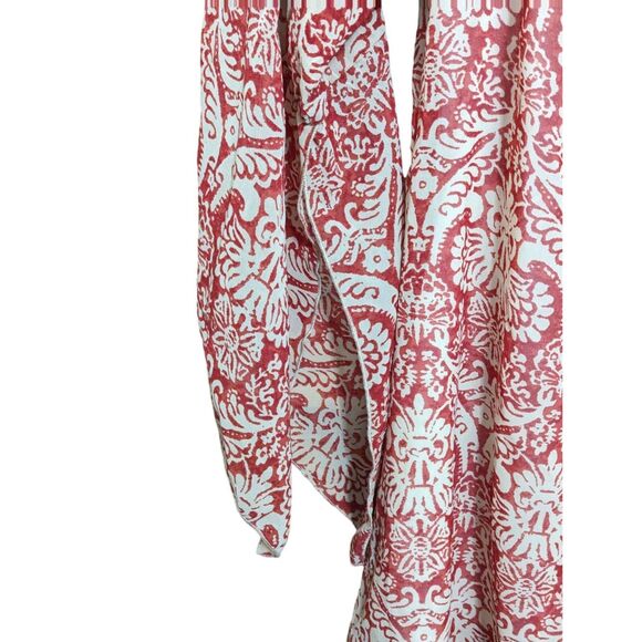 Live 4 Truth Cottagecore Women's Blouse Large Bell Sleeve Red & White Lined Boho - Picture 4 of 9